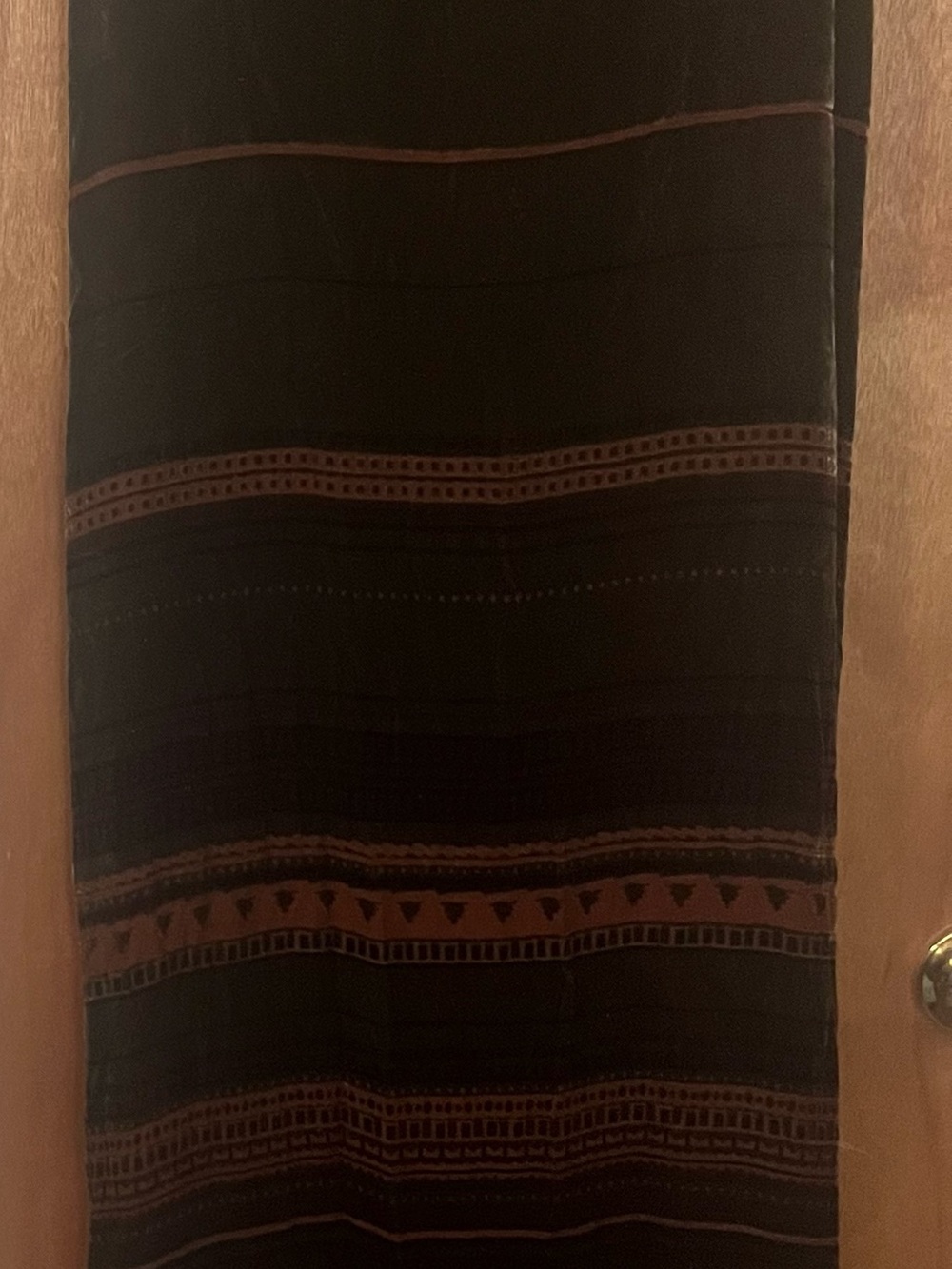 Boston Proper Olive Maxi Velvet Dress with Brown/Rust Geometric Bands